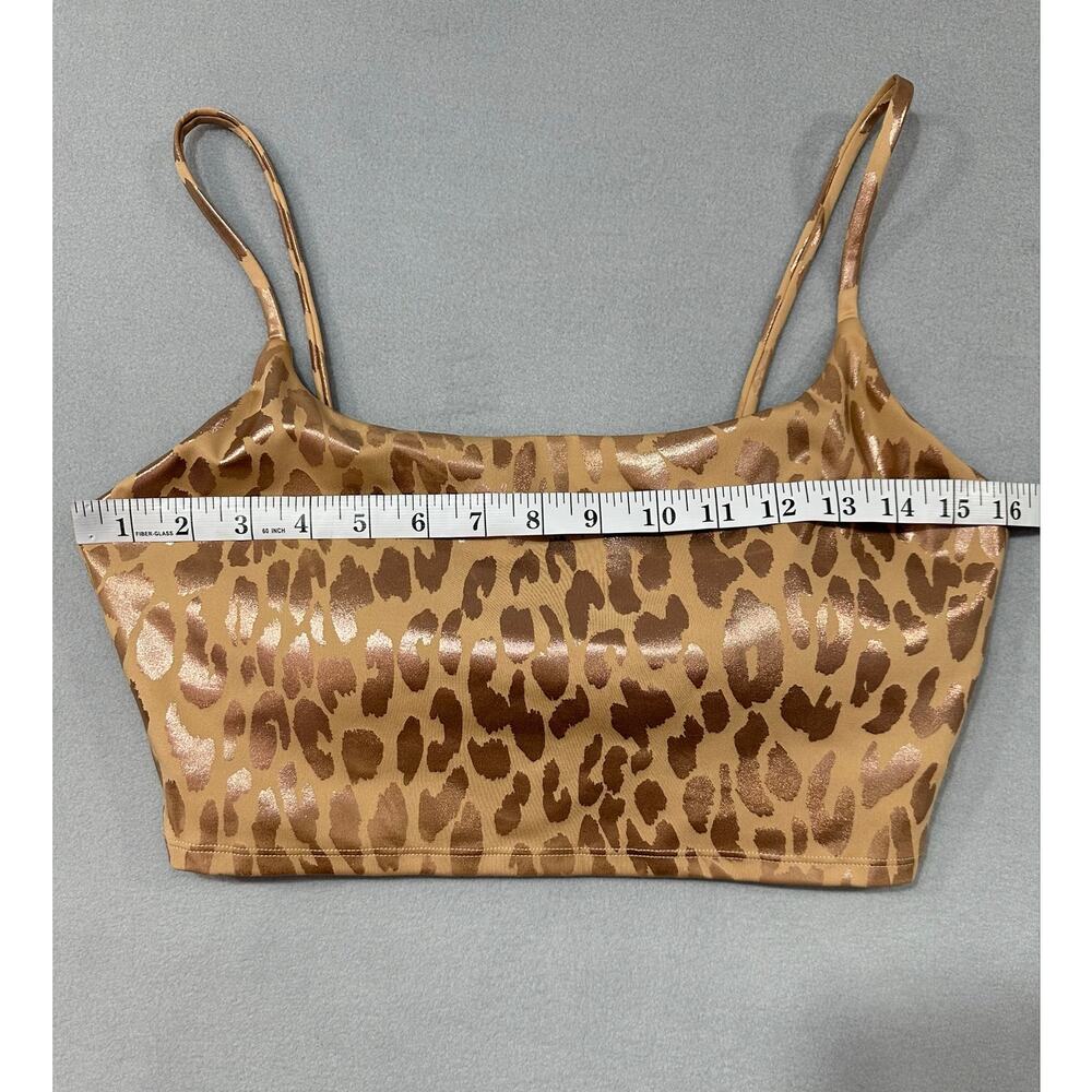 Carbon38 Metallic Leopard Longline Sports Bra Gold Foil Animal Print Size L - Picture 7 of 9